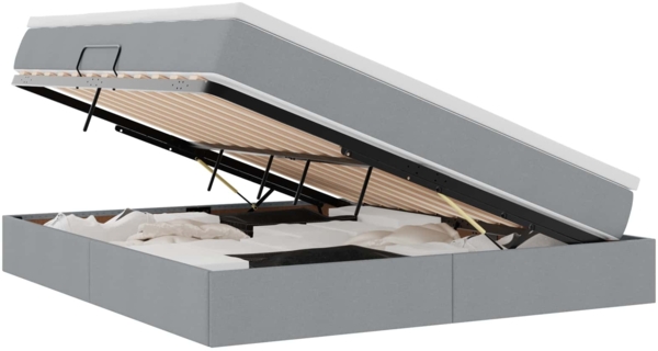 vidaXL Aufbewahrungsbett mit Matratze Hellgrau 160x200 cm Polyester 3370236 Bild 1