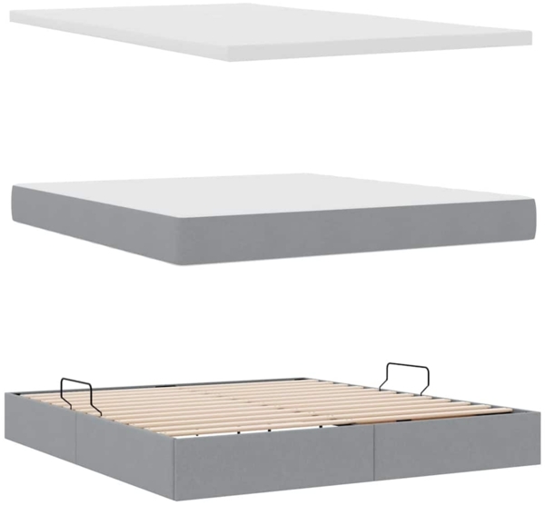 vidaXL Aufbewahrungsbett mit Matratze Hellgrau 160x200 cm Polyester 3370236 Bild 7