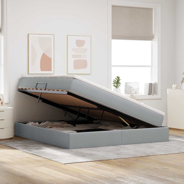 vidaXL Aufbewahrungsbett mit Matratze Hellgrau 160x200 cm Polyester 3370236 Bild 3