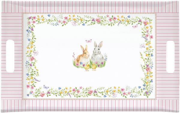 Happy Easter Tablett rechteckig 47x31cm mit Griffen Ostern bunt Kunststoff