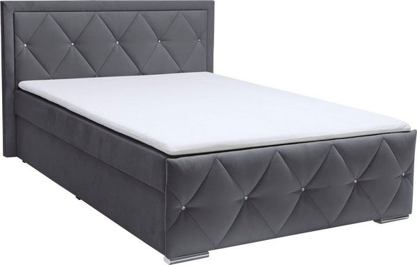 Home affaire Boxbett Alfie, Topseller! Inkl. Bettkasten&Topper, Wahlweise mit Knopfsteppung oder Strasssteinen, H2, H3 und H4 wählbar