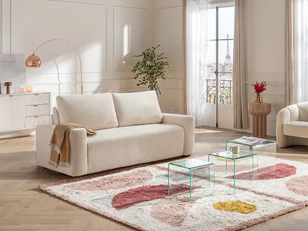 Vente-unique - DAVISO Sofa Stoff Beige - B 103 cm x H 88 cm x L 230 cm