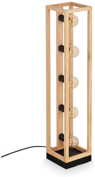 hofstein Stehlampe Stehlampe aus Holz/Metall in Naturfarben/Schwarz, ohne Leuchtmittel, Leuchte im skandinavischen Design, Höhe 102,5 cm, Fußschalter, 5 x E27