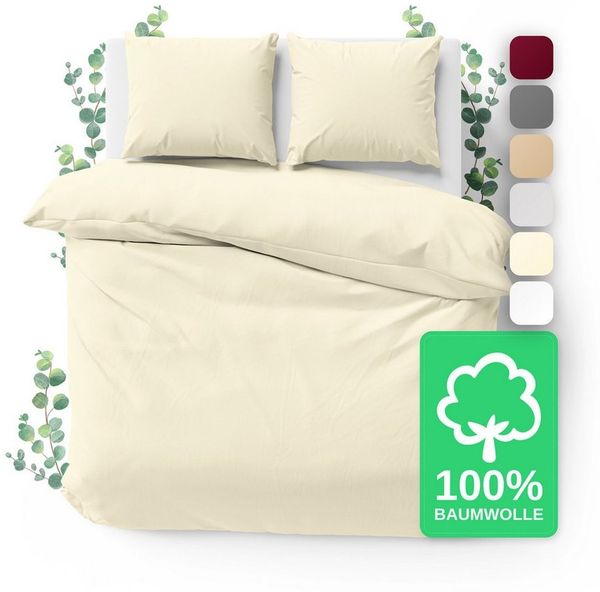 Jacobson Bettwäsche Set - 100% Baumwolle, Perkal, 3 teilig, Erhältlich in den Größen 135x200, 155x220, 200x200, 200x220, 240x220