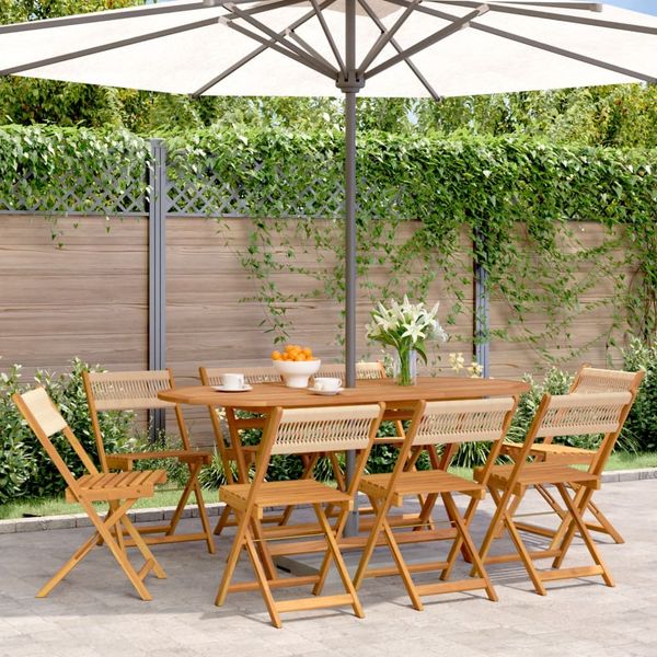 vidaXL Gartenstühle 8 Stk. Klappbar Beige Massivholz Akazie 3214609