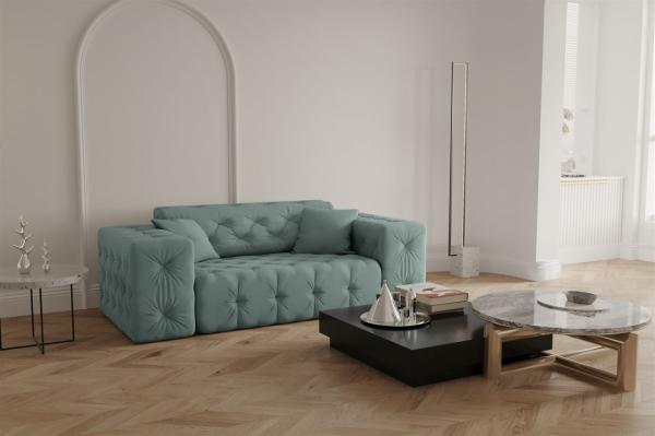 Sofa Designersofa CHANTAL 2-Sitzer in Stoff Opera Velvet Saphir