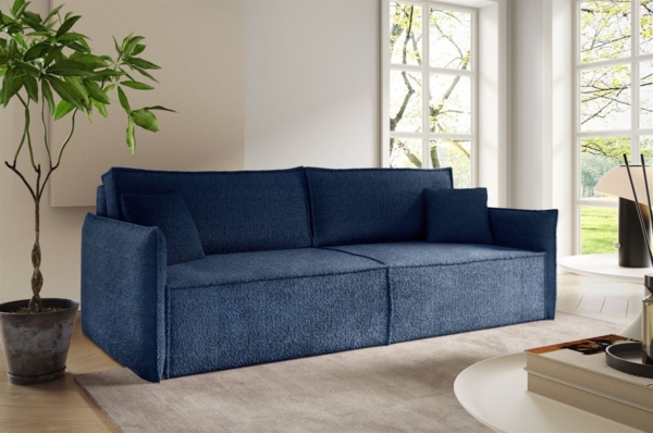 Sofa 3-Sitzer mit Schlaffunktion LAGOS in Stoff Abriamo Dunkelblau