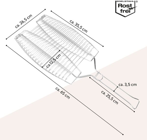Fischgriller 2fach // Edelstahl // ca. 65 x 26,5 cm // Fischbräter Bild 7