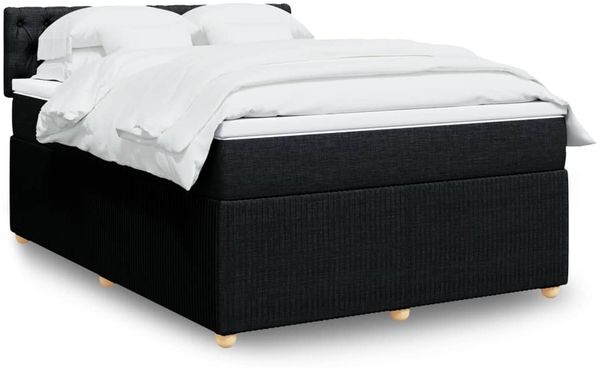 vidaXL Boxspringbett mit Matratze Schwarz 140x200 cm Stoff 3287488