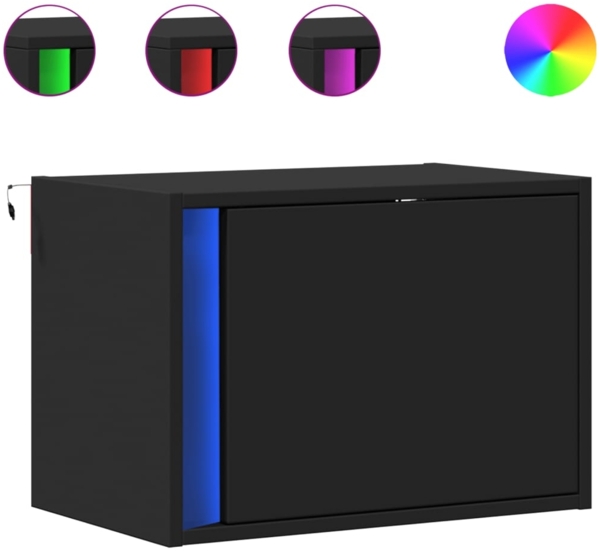 vidaXL Wand-Nachttische mit LED-Leuchten 2 Stk. Schwarz 852092