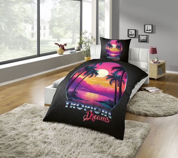 MESANA Bettwäsche Microfaser, Microfaser, Wendebettwäsche,Tropical Dreams