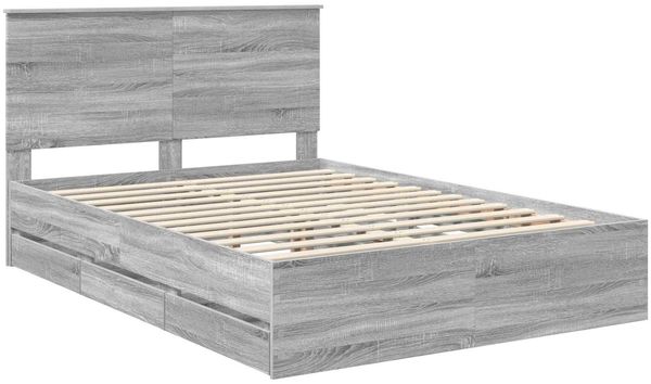 vidaXL Bettrahmen Graues Sonoma 160 x 200 cm Ingenieurs Holz 3409445 Bild 4