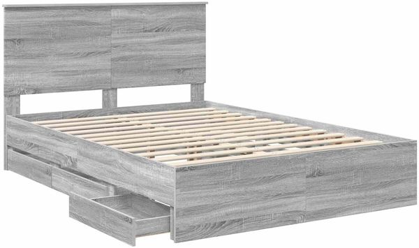 vidaXL Bettrahmen Graues Sonoma 160 x 200 cm Ingenieurs Holz 3409445 Bild 5