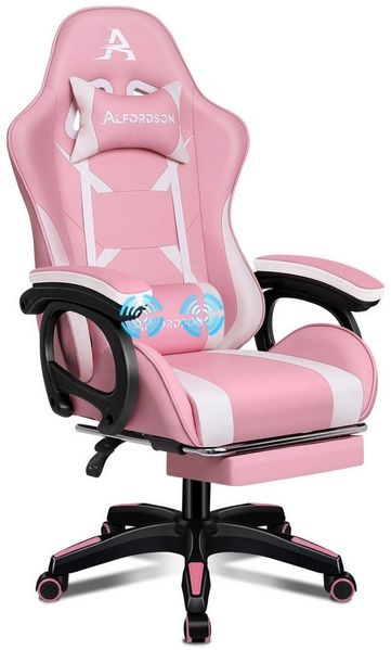 ALFORDSON Gaming-Stuhl mit Massage-Lendenkissen, X-Large, 5 Massagemodi, USB-Anschluss (1 St), Einziehbare Fußstütze, 90°-150° verstellbare Ruckenlehne , Ergonomisch