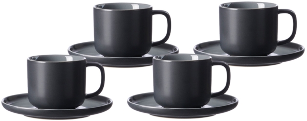 Ritzenhoff & Breker JASPER Kaffeetasse mit Untertasse 240 ml 4er Set schwarz