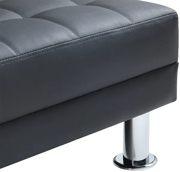 Vente-unique - WILLIS Sofa Kunstleder Schwarz - B 173 cm x H 79 cm x L 290 cm Bild 7