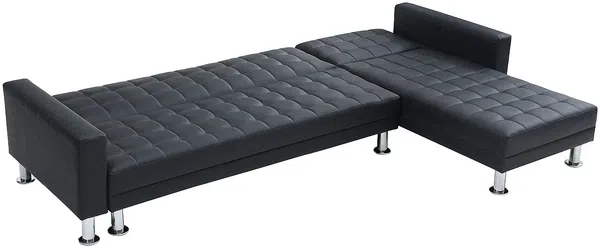 Vente-unique - WILLIS Sofa Kunstleder Schwarz - B 173 cm x H 79 cm x L 290 cm Bild 5