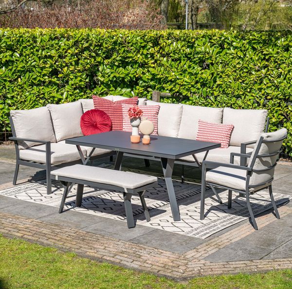 Garden Impressions Sergio Lounge Dining Set 3-teilig – Aluminium Lounge-Essgruppe für Terrasse & Garten