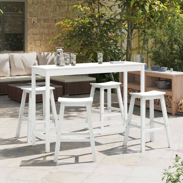 vidaXL Garten Bar Set 4 pcs Weiß HDPE 3335804