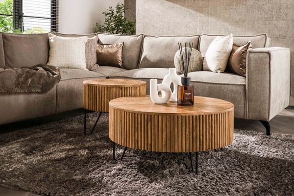 KAWOLA Couchtisch LORENA Set 2-tlg. Mangoholz braun 38 x 80 x 80 cm