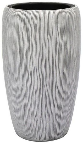 Flingora Bodenvase Paola, mit Einsatz - Indoor & Outdoor - Rillenstruktur Grauweiß - Höhe 51 cm