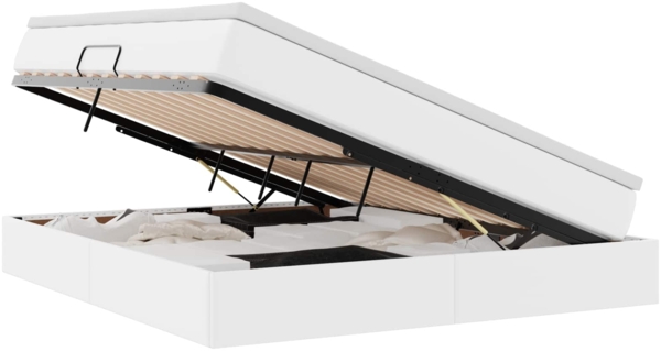 vidaXL Aufbewahrungsbett mit Matratze Weiß 180 x 200 cm Kunstleder 3370175