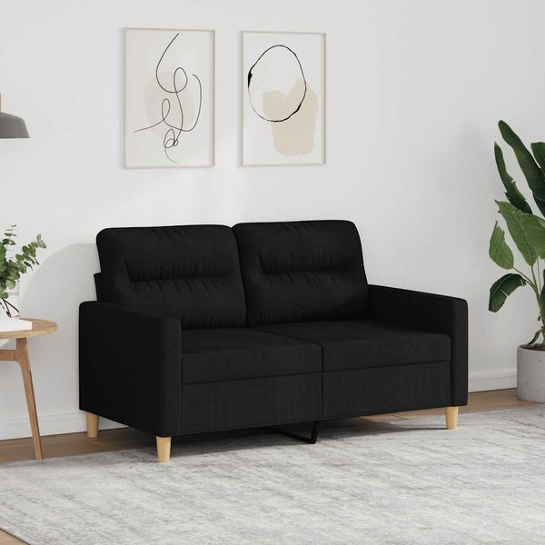 2-Sitzer Sofa, Couch Wohnzimmer Schwarz 120 cm Stoff