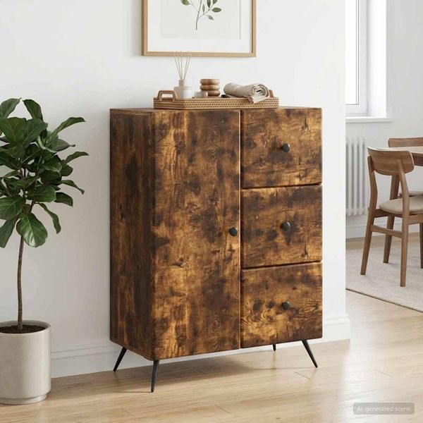 vidaXL Sideboard Geräucherte Eiche 66 x 34,5 x 90 cm Holzwerkstoff 895550