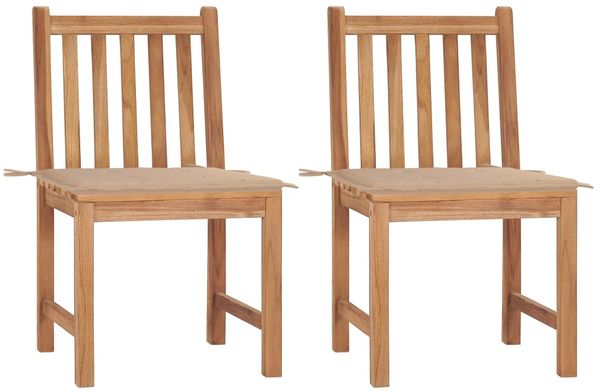 vidaXL Gartenstühle 2 Stk. mit Kissen Massivholz Teak 3062919
