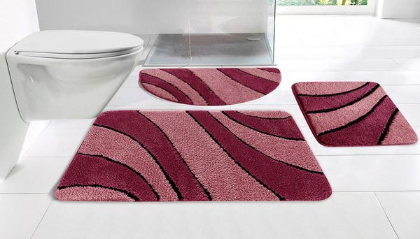 OTTO home Badematte Anna, Badvorleger, Badezimmer Teppich, Höhe 16 mm, rutschhemmend beschichtet, schnell trocknend, fußbodenheizungsgeeignet, Polyester, rechteckig, Badteppich, Hoch Tief Effekt, Modern, Weich, Wellen
