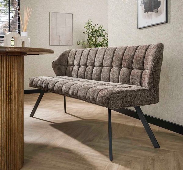 LEVEN Lifestyle Essbank RIGO mit Rückenlehne Küchenbank 180 cm Esszimmerbank weiches Chenille, Frei im Raum stellbar