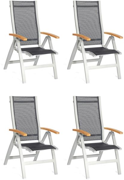 Sonnenpartner 4er-Set Klappsessel Florida Aluminium silber/Textilen schwarz Klapp-Sessel Klappstuhl