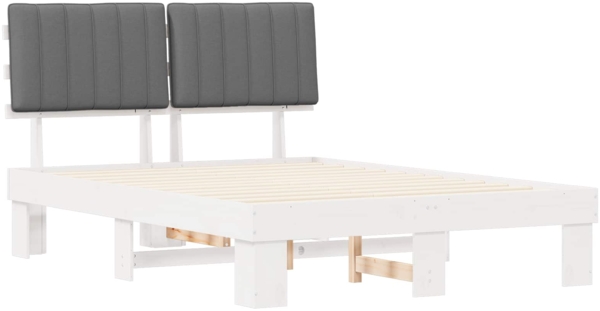vidaXL Bettgestell mit gepolstertem Kopfteil Hellgrau 135x190 cm 877503 Bild 3