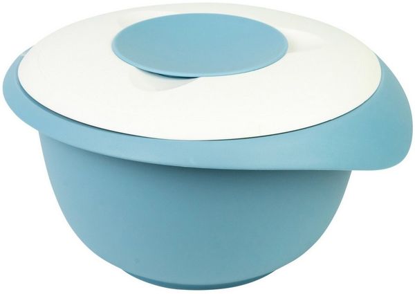 Westmark Rührschüssel mit zweigeteiltem Deckel 2,5 L blau/weiß