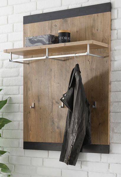 Garderobenpaneel Beveren in Kastanie und Fresco grau 80 x 107 cm