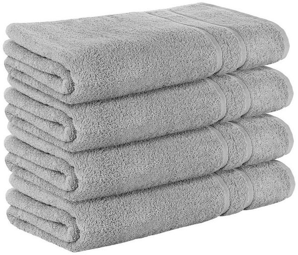 StickandShine Saunatuch 4er Set Premium Frottee Saunatücher 80x200 cm HELLGRAU Frottee