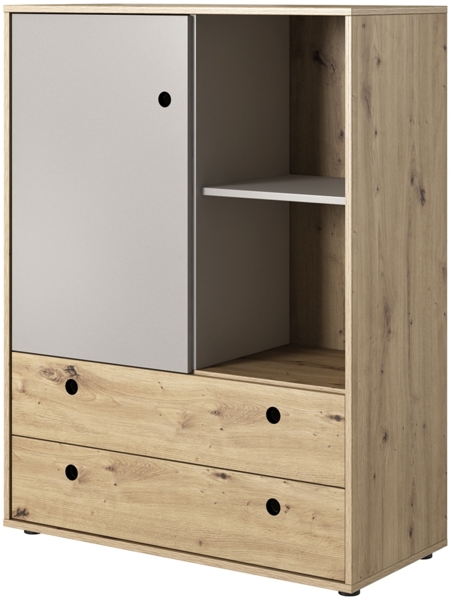 Highboard Kuki Stauraumschrank 90x40117cm bernstein eiche platingrau Bild 1