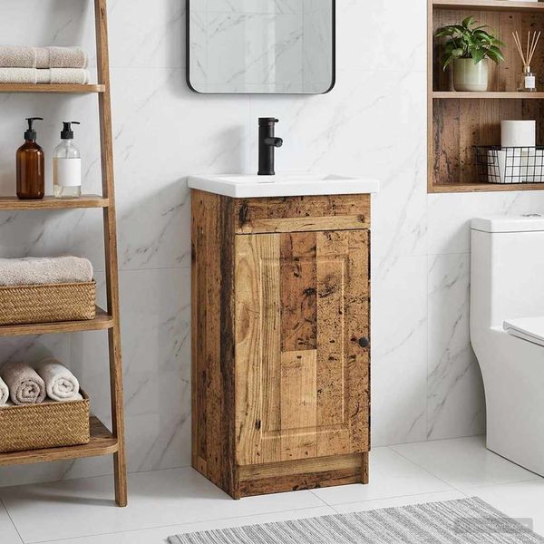 vidaXL Badezimmerschrank mit Waschbecken Altholz 42 x 40 x 84,5 cm 890062