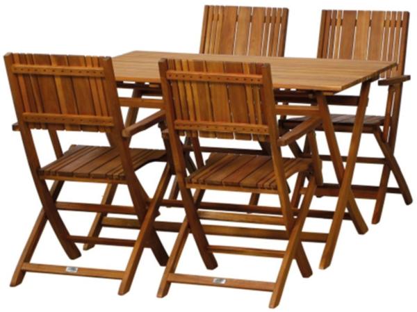 SIENA GARDEN Falun SET Klappsessel 5-teilig 4 x Ses, 1 x Tisch 120 x 80