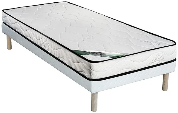 Vente-unique - KANANI Mattress and bed base set Stoff Weiß - B 90 cm x H 31 cm15 cm x L 190 cm