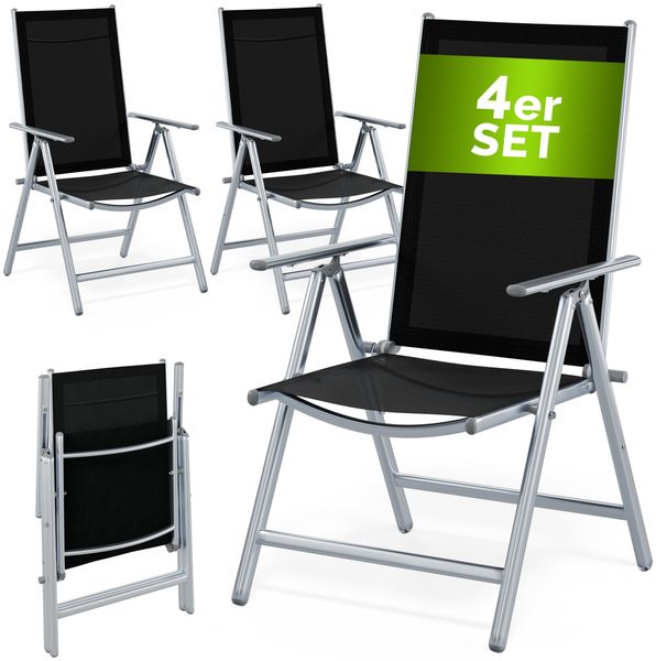 CASARIA® Aluminium Gartenstuhl Bern Klappbar Silber 4er Set