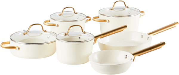 Kochgeschirr-Set 10-teilig ELITE PRO Cremeweiß