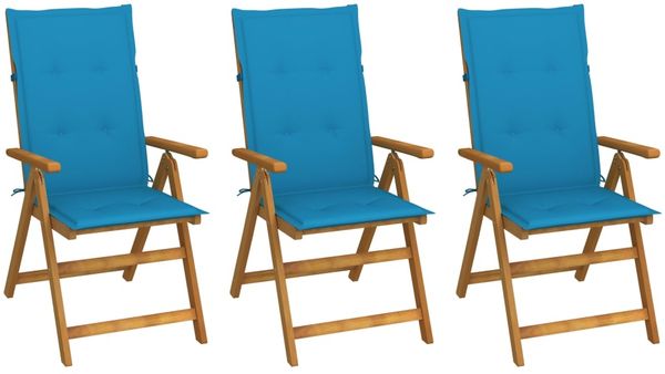 vidaXL Klappbare Gartenstühle 3 Stk. mit Auflagen Massivholz Akazie 3064093