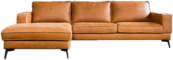 KAWOLA Sofa BLOOM Ecksofa Leder cognac Recamiere links 84 x 177 x 276 cm Bild 3
