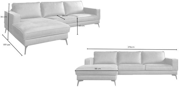 KAWOLA Sofa BLOOM Ecksofa Leder cognac Recamiere links 84 x 177 x 276 cm Bild 9