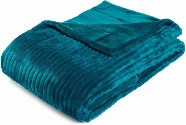 Gözze Wohndecke, kuschelweich, 1620g/Stück, Cord Optik, Polyester, Petrol, 150x200 cm