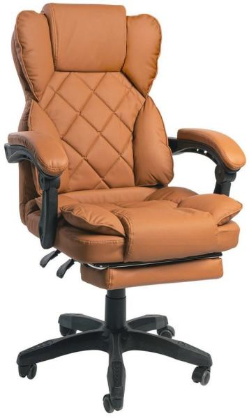 Schreibtischstuhl Design Bürostuhl TV Sessel Chefsessel Relax & Home Office, Kunstleder Braun, (95-105) x 68x65 cm