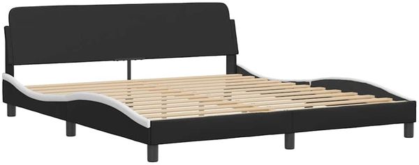 Doppelbett, Bettgestell Modernen ohne Matratze Schwarz und Weiß 180x200 cm Kunstleder d2653e Bild 7