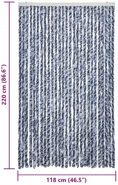 vidaXL Insektenschutz-Vorhang Blau und Weiß 118x220 cm Chenille 315128 Bild 7