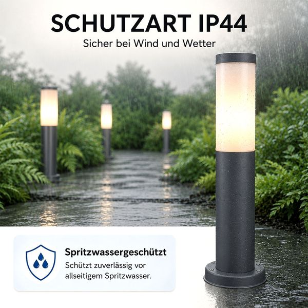 2er Set RGB LED Sockelleuchte, Edelstahl anthrazit, H 45 cm Bild 6